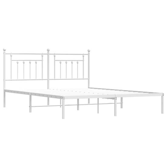Attica Metal Super King Size Bed With Headboard In White