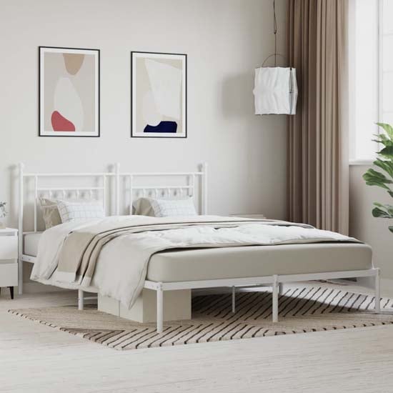 Product photograph of Attica Metal Super King Size Bed With Headboard In White from Furniture in Fashion
