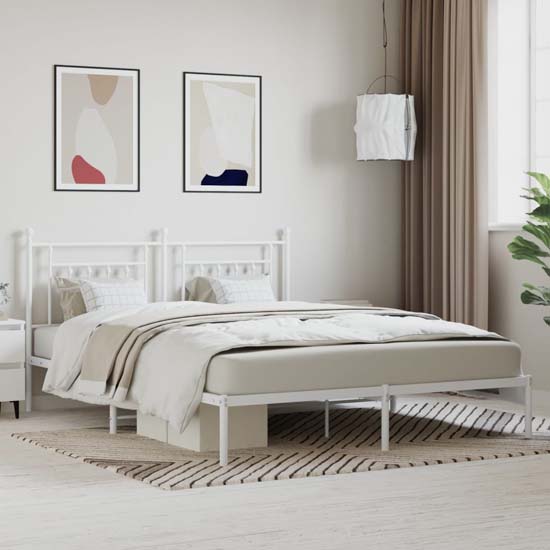 Product photograph of Attica Metal Super King Size Bed With Headboard In White from Furniture in Fashion