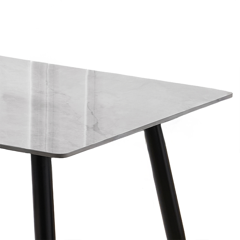 Attica Rectangular Sintered Stone Top Dining Table with Black Metal Legs In Grey