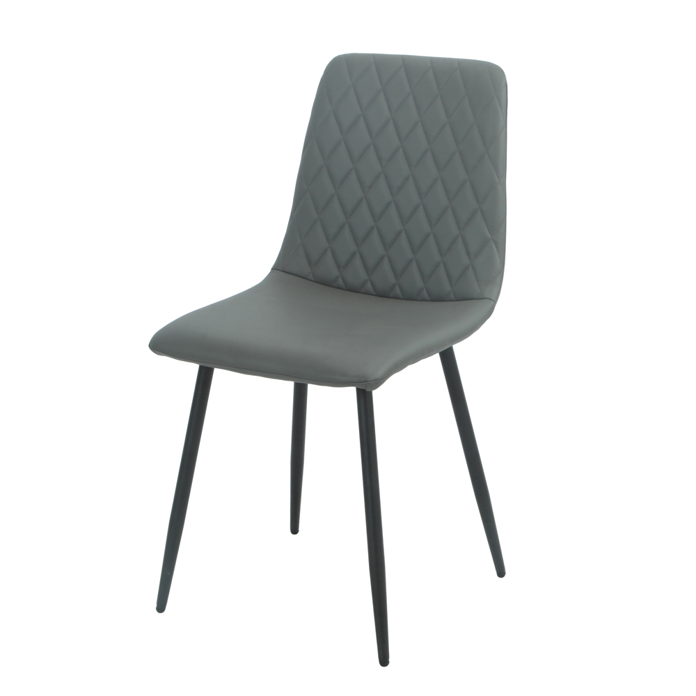 Attica Round Grey Sintered Stone Dining Table with 4 Dark Grey Chairs