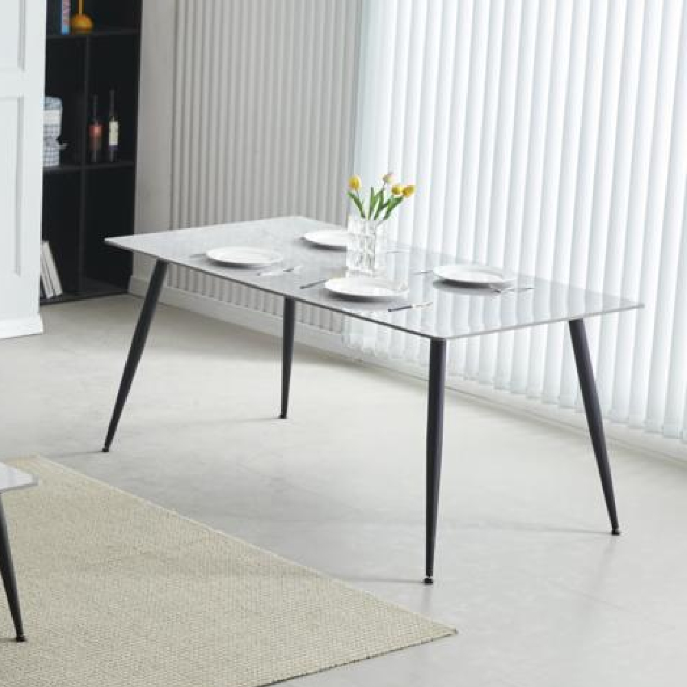 Attica Sintered Stone Rectangular Dining Table In Grey