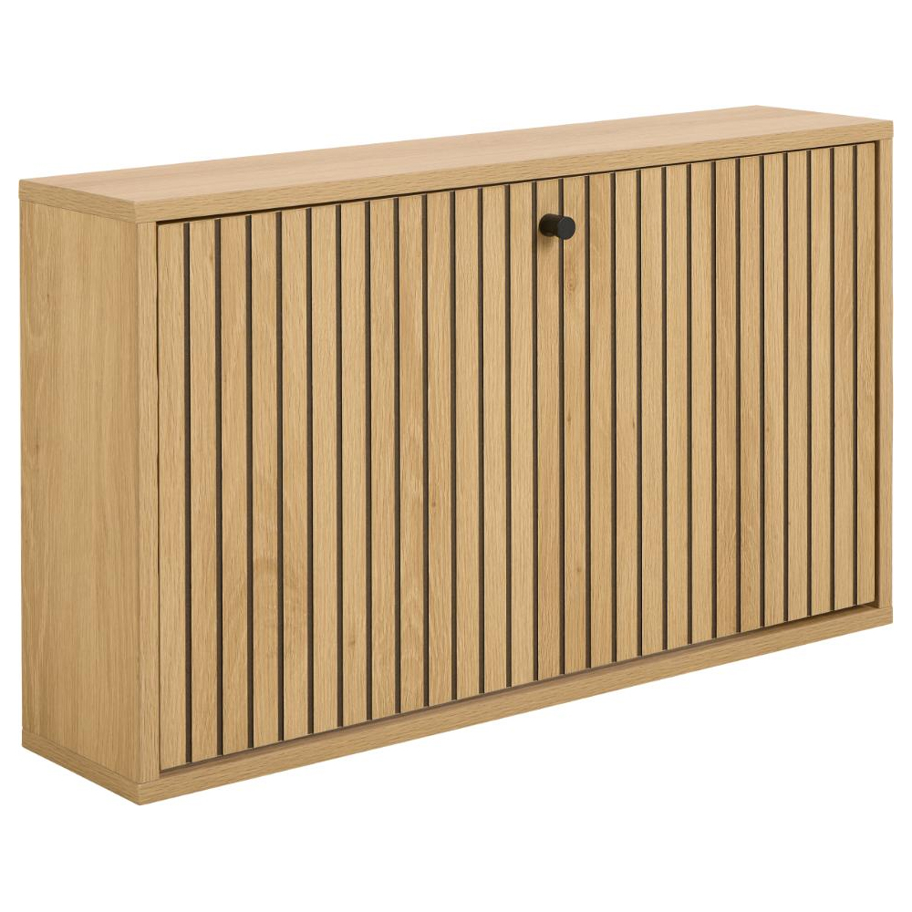 Attica Wall Hung Wooden Shoe Cabinet With Flip Door In Oak
