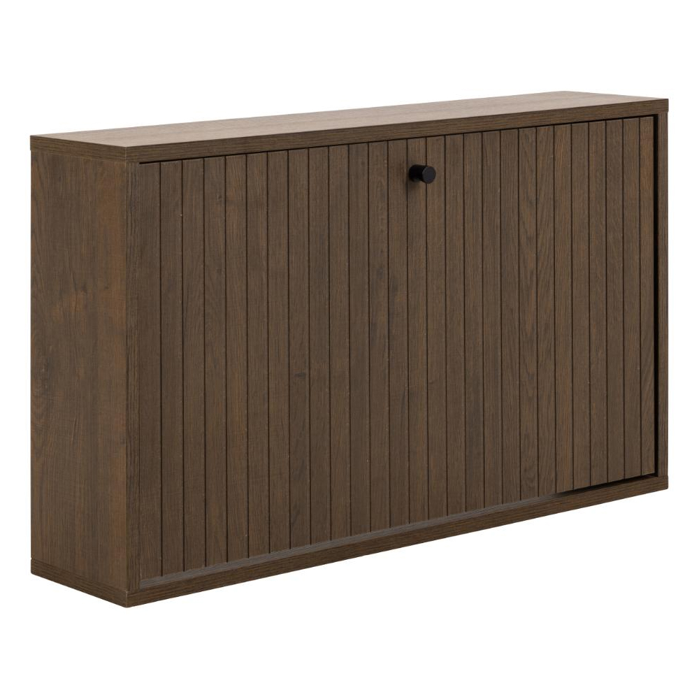 Attica Wall Hung Wooden Shoe Cabinet With Flip Door In Smoked Oak