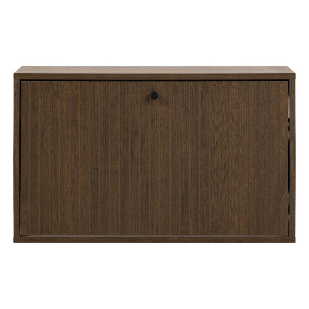 Attica Wall Hung Wooden Shoe Cabinet With Flip Door In Smoked Oak