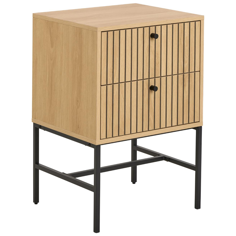 Attica Wooden Bedside Cabinet With 2 Drawers In Oak