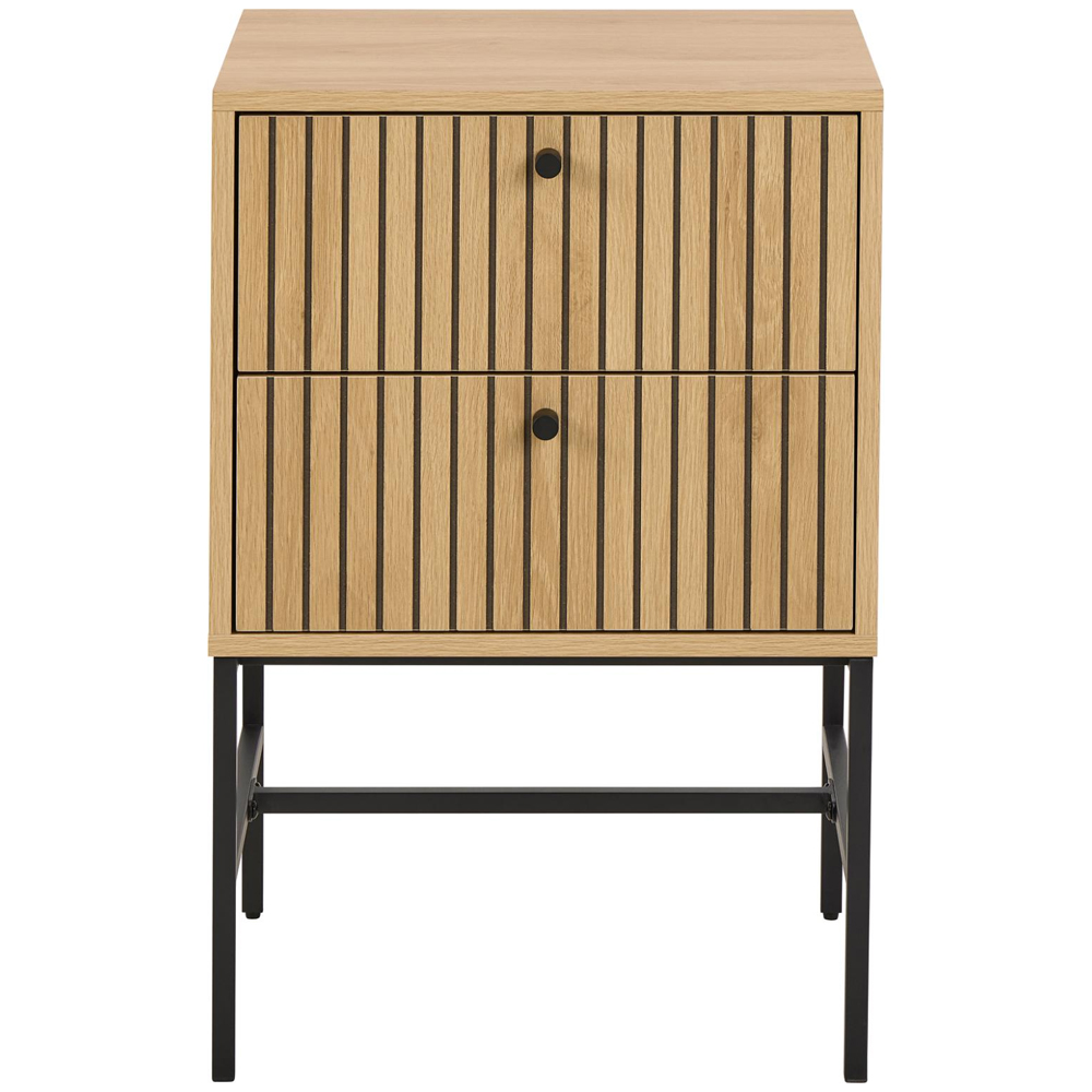 Attica Wooden Bedside Cabinet With 2 Drawers In Oak