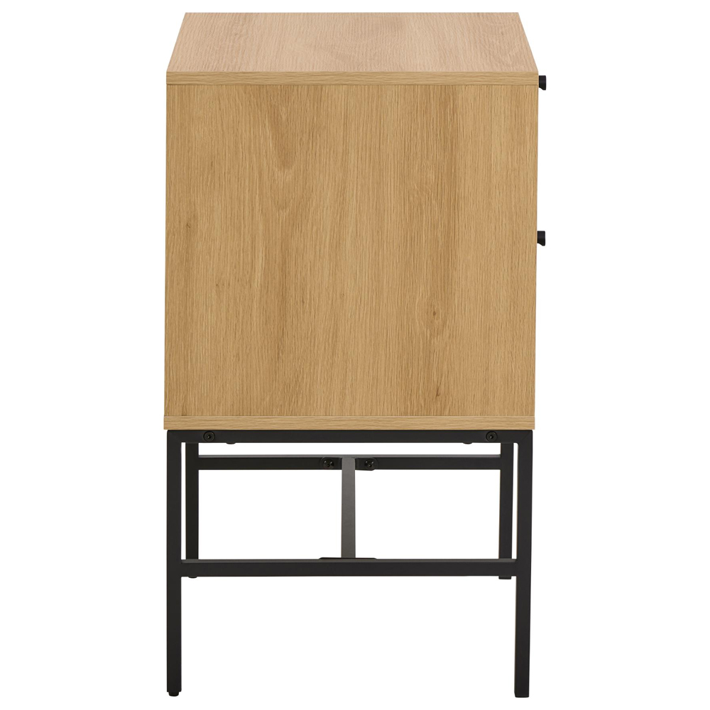 Attica Wooden Bedside Cabinet With 2 Drawers In Oak