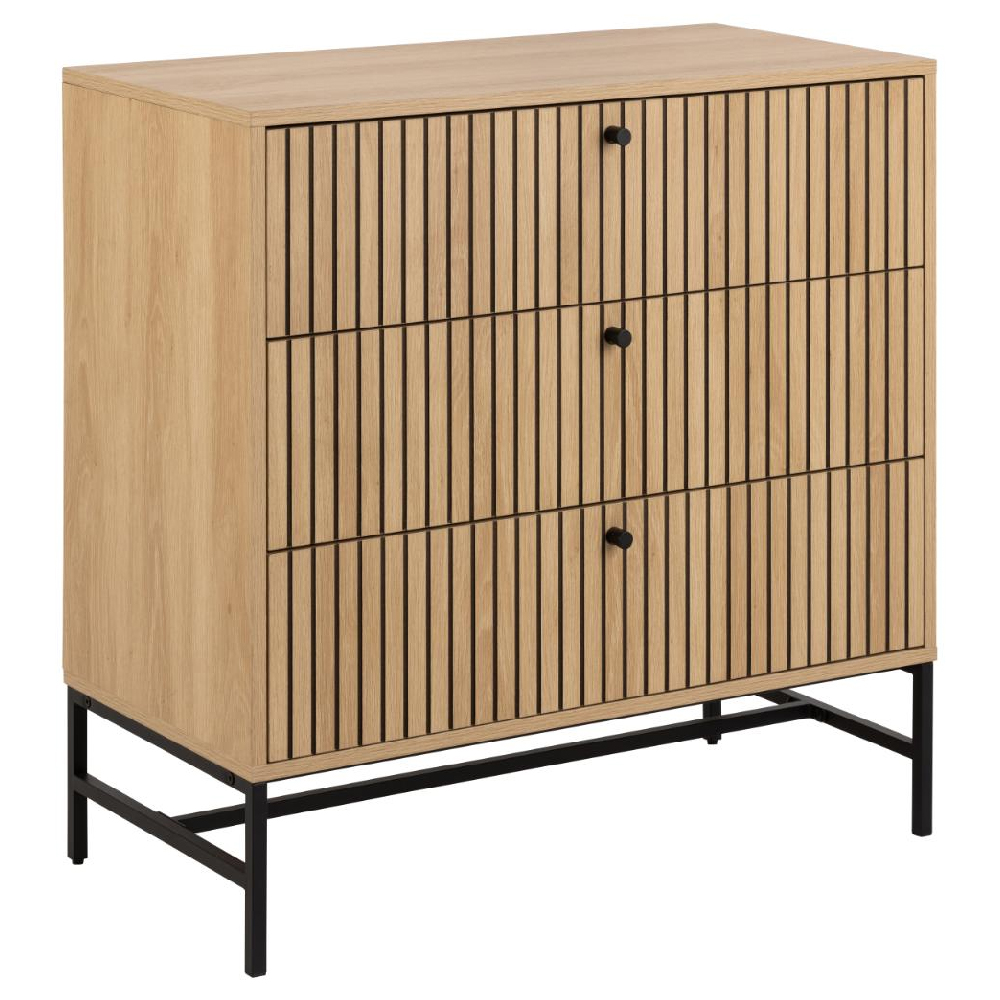 Attica Wooden Chest Of 3 Drawers In Oak And Matt Black