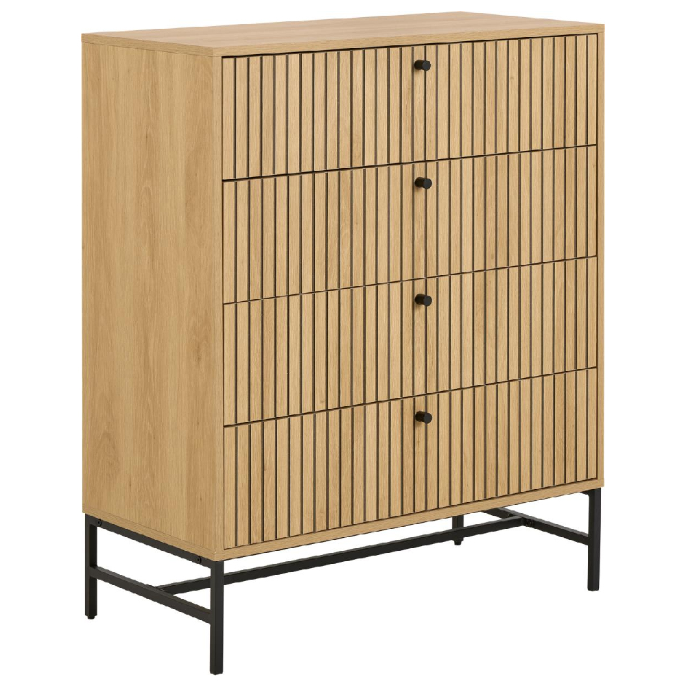 Attica Wooden Chest Of 4 Drawers In Oak And Matt Black