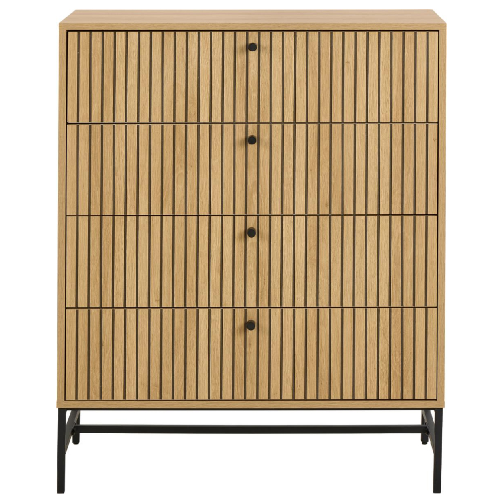 Attica Wooden Chest Of 4 Drawers In Oak And Matt Black