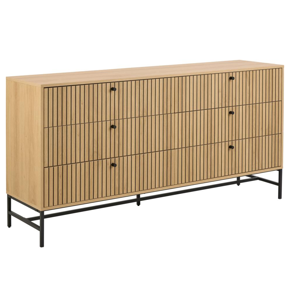 Attica Wooden Chest Of 6 Drawers In Oak And Matt Black