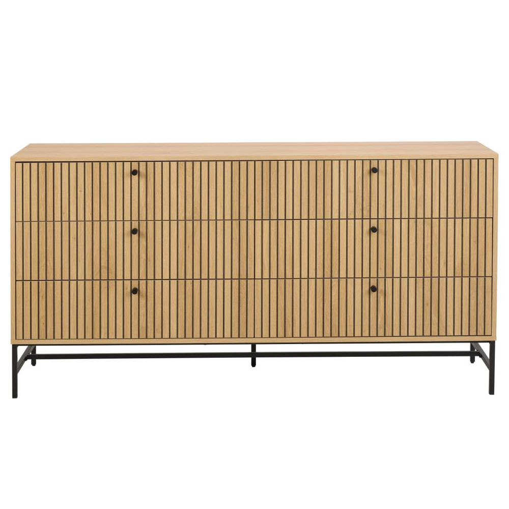 Attica Wooden Chest Of 6 Drawers In Oak And Matt Black