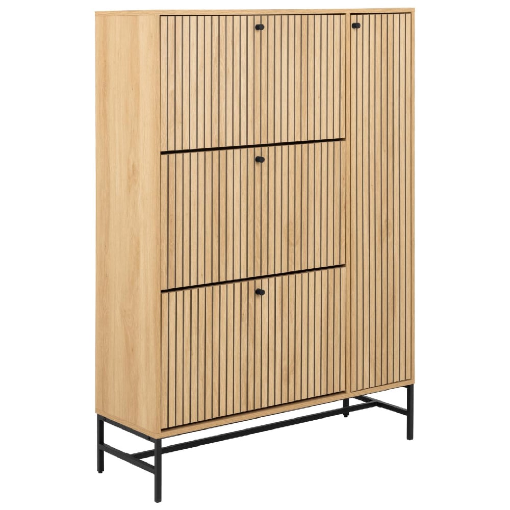 Attica Wooden Shoe Cabinet With 1 Door In Oak And Matt Black