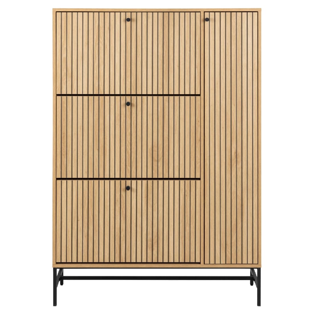 Attica Wooden Shoe Cabinet With 1 Door In Oak And Matt Black
