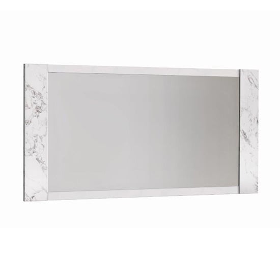Attoria Bedroom Mirror In White Marble Effect Frame and LED