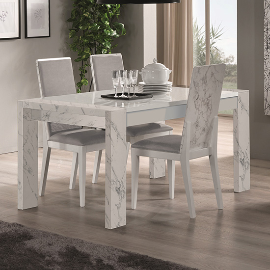 Read more about Attoria wooden dining table in white marble effect