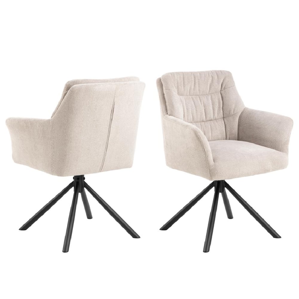 Product photograph of Atwater Beige Fabric Dining Chairs In Pair from Furniture in Fashion