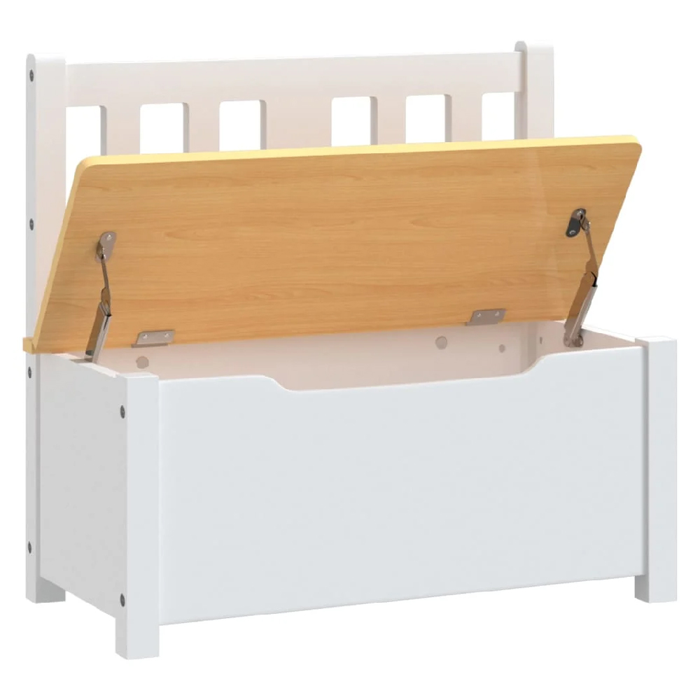 Atwater Wooden Children Storage Bench In White And Beige