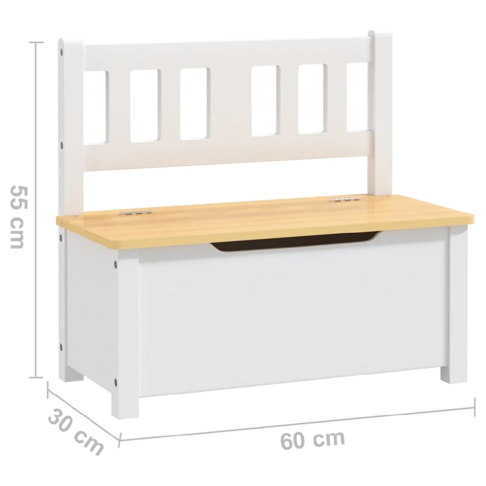 Atwater Wooden Children Storage Bench In White And Beige