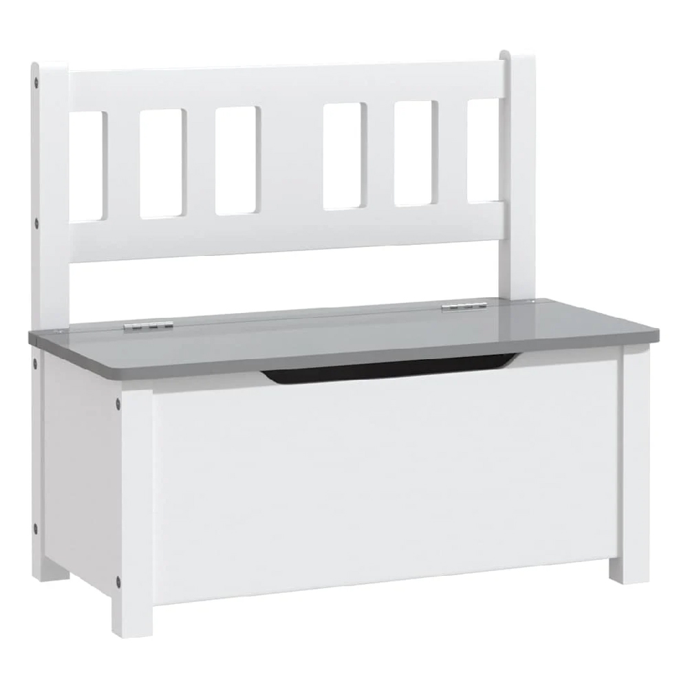 Atwater Wooden Children Storage Bench In White And Grey