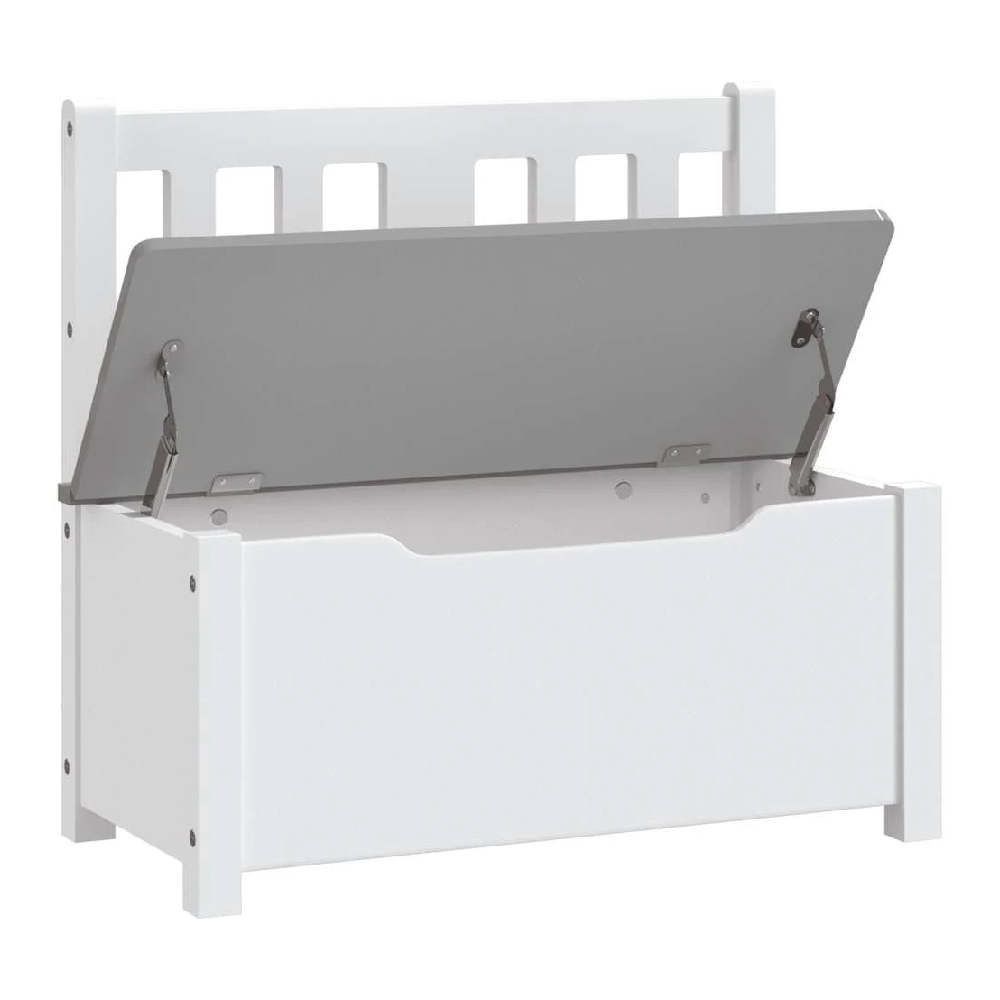 Atwater Wooden Children Storage Bench In White And Grey