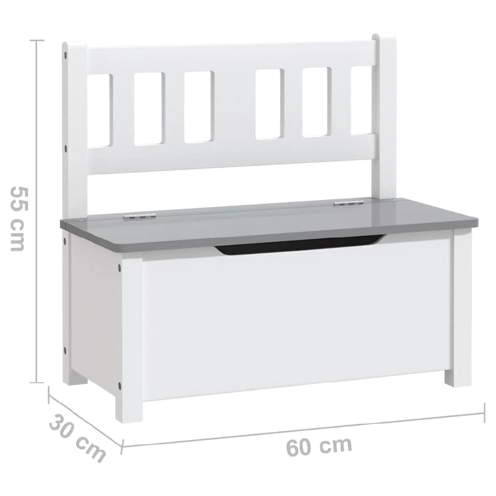 Atwater Wooden Children Storage Bench In White And Grey