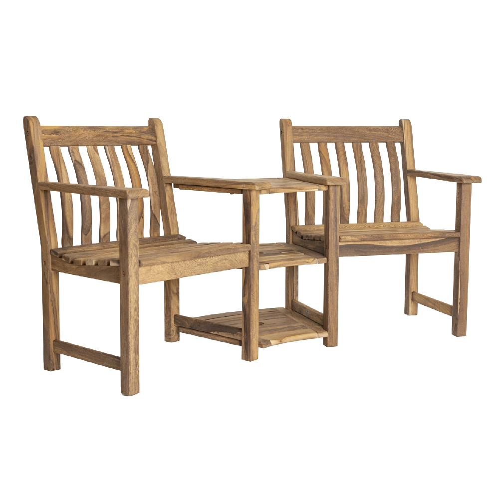 Atwater Wooden Garden Companion Seating Set In Natural