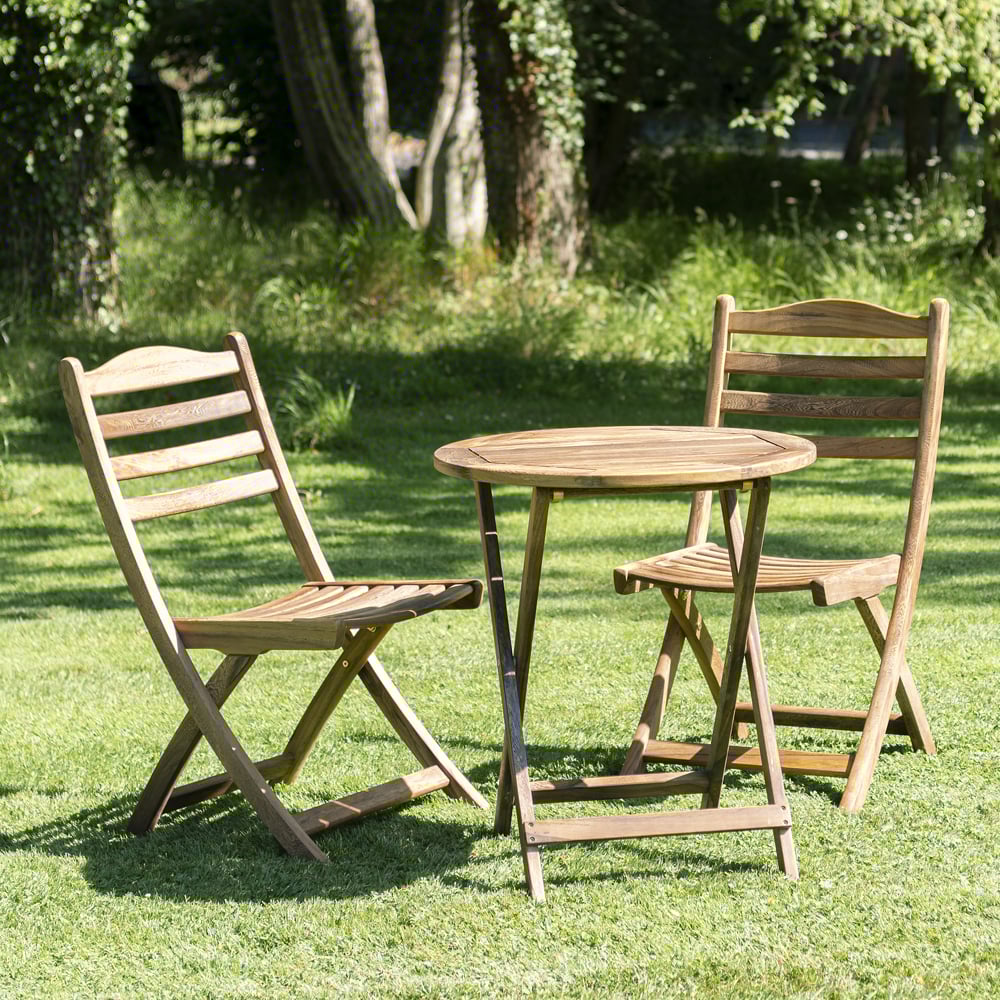 Product photograph of Atwater Wooden Garden Folding Tea Table With 2 Chairs In Natural from Furniture in Fashion