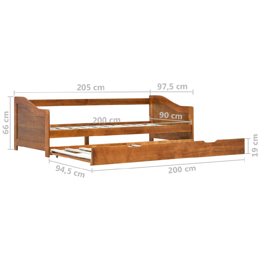 Atwater Wooden Pull Out Sofa Bed In Honey Brown