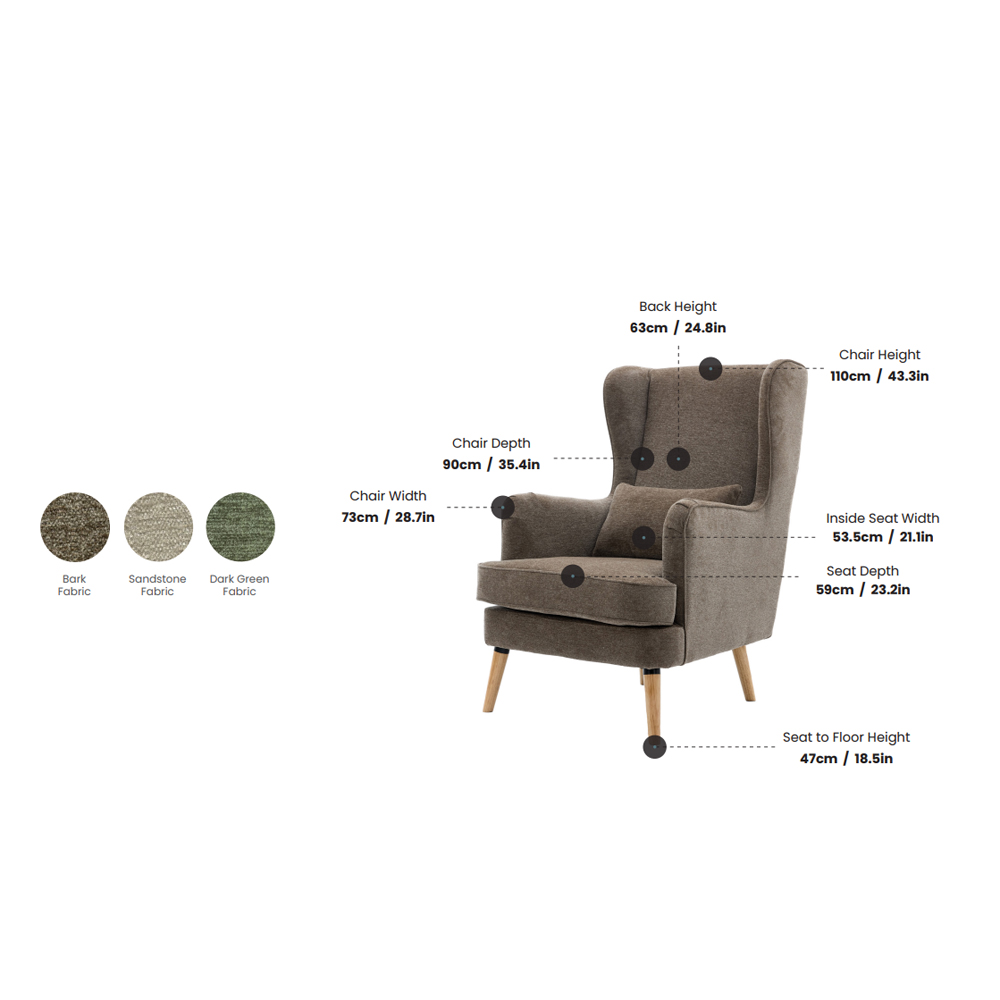 Atwood Fabric Bedroom Chair in Bark