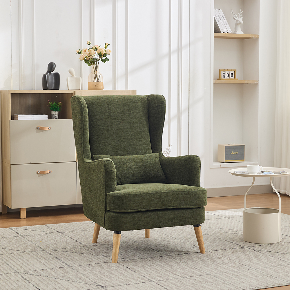 Atwood Fabric Bedroom Chair in Dark Green