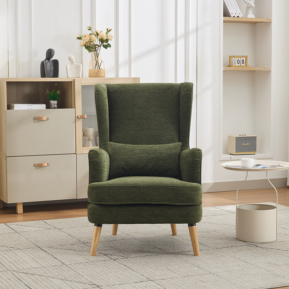 Atwood Fabric Bedroom Chair in Dark Green