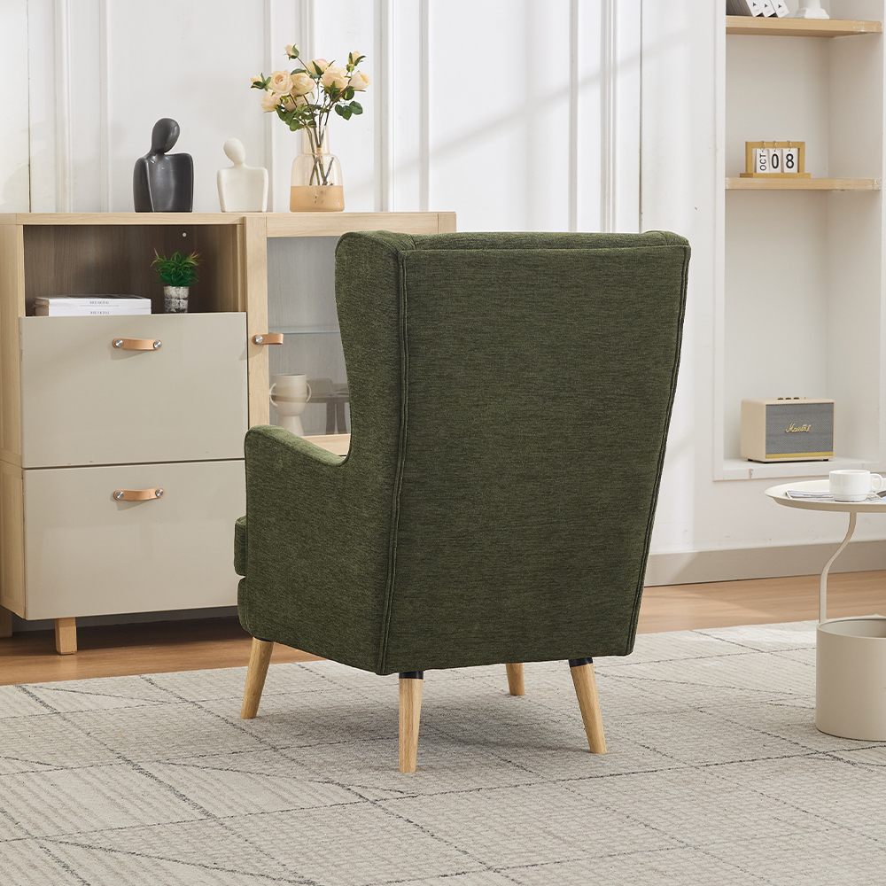 Atwood Fabric Bedroom Chair in Dark Green