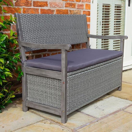 Auchinleck Outdoor Wooden Storage Seating Bench In Grey Wash_2