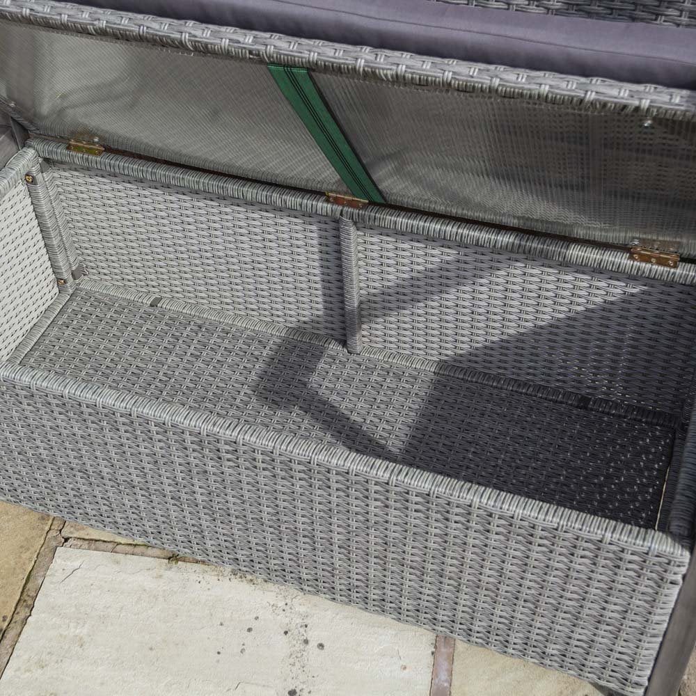 Auchinleck Rattan Garden Storage Seating Bench In Grey