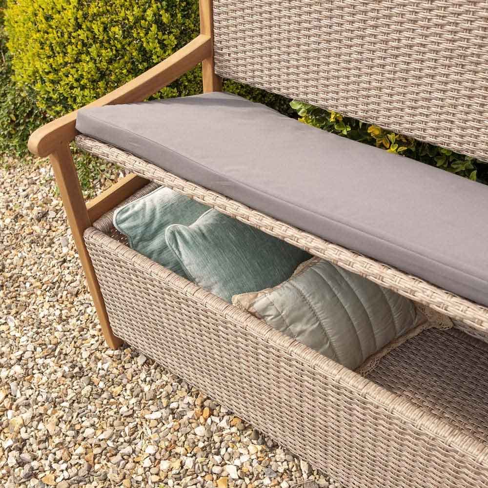 Auchinleck Rattan Garden Storage Seating Bench in Natural