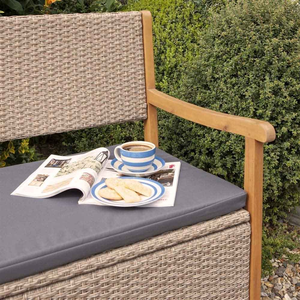 Auchinleck Rattan Garden Storage Seating Bench in Natural