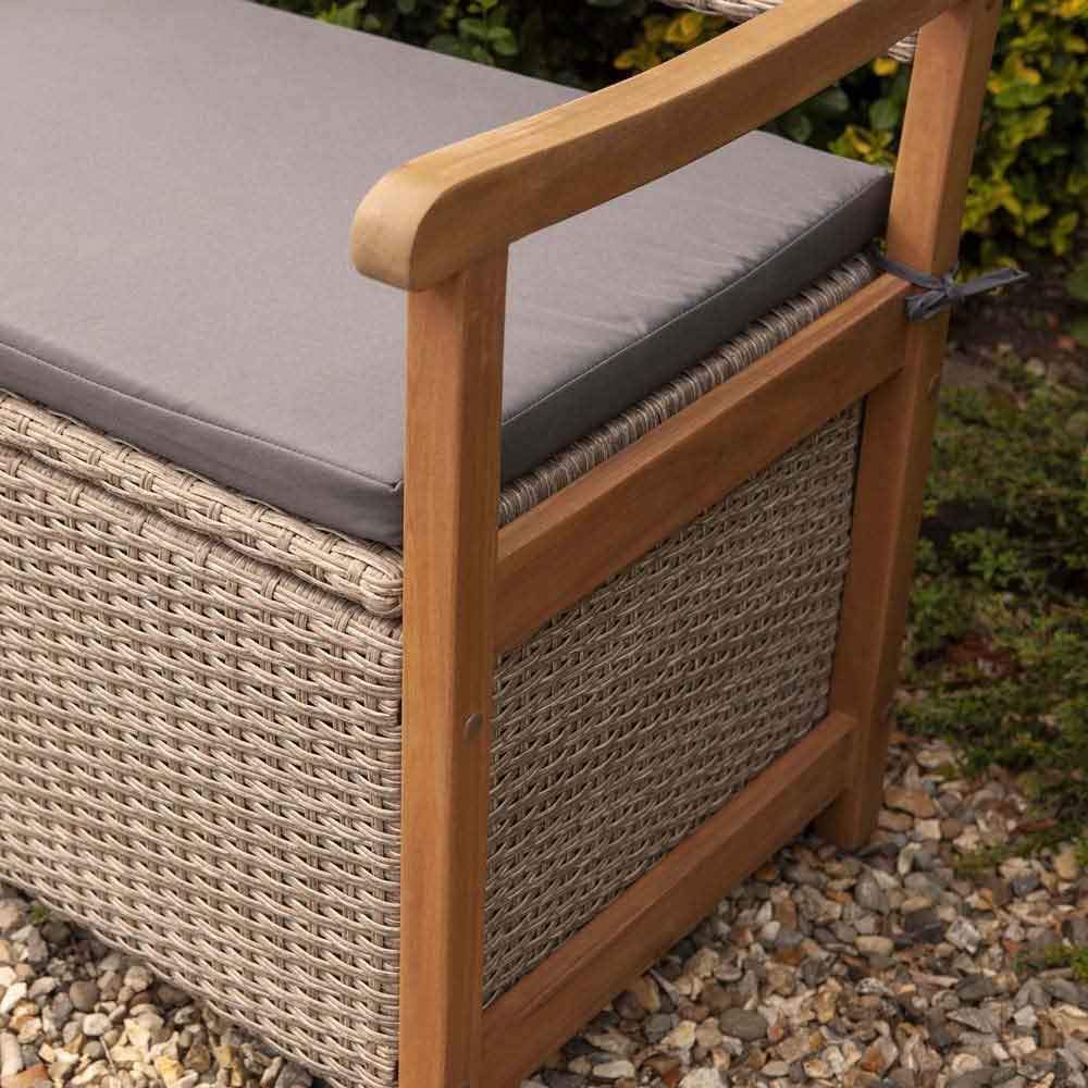 Auchinleck Rattan Garden Storage Seating Bench in Natural