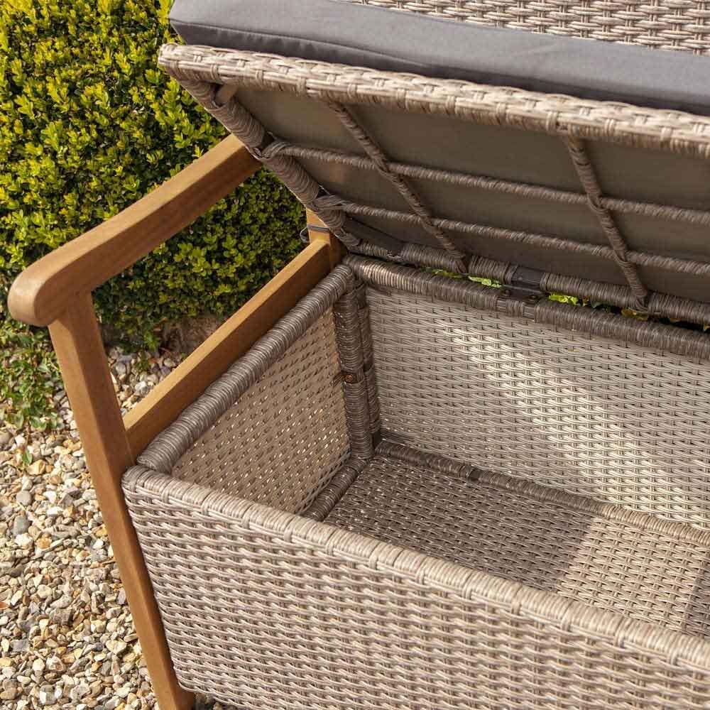 Auchinleck Rattan Garden Storage Seating Bench in Natural