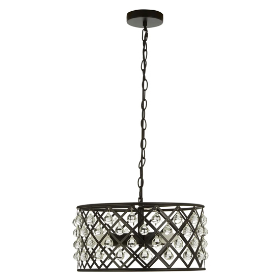 Auckland 3 Bulb Cross Design Pendant Ceiling Light In Black