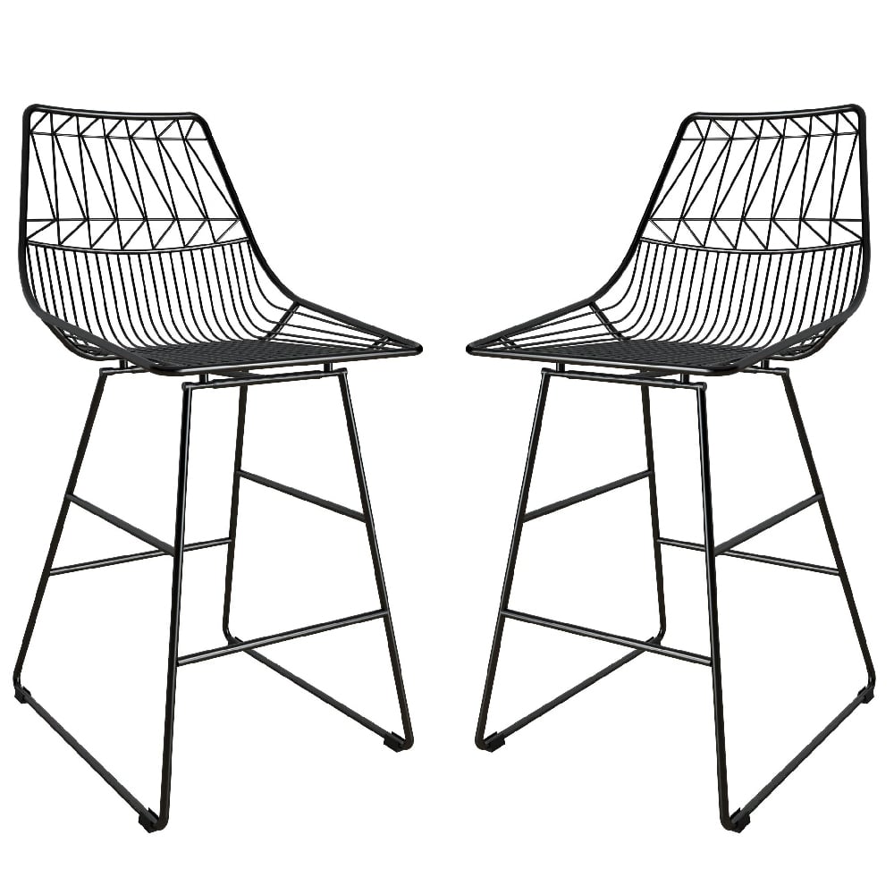 Read more about Auckland black metal bar chairs in pair
