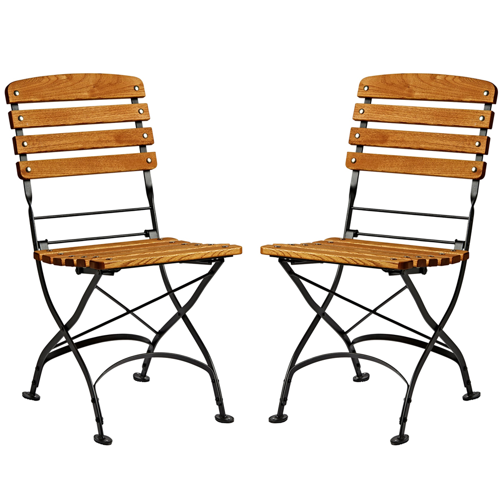 Auckland Brown Wooden Folding Sidechair in Pair