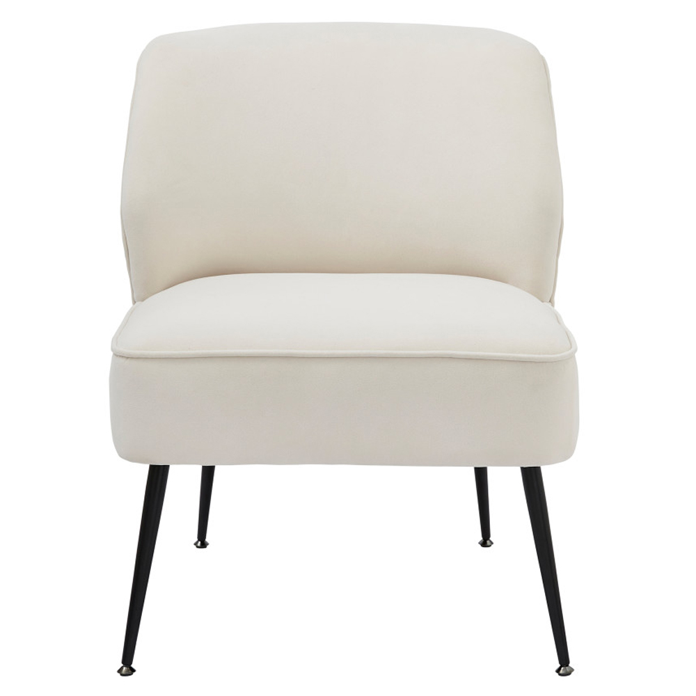 Auckland Velvet Accent Chair With Black Legs - Natural