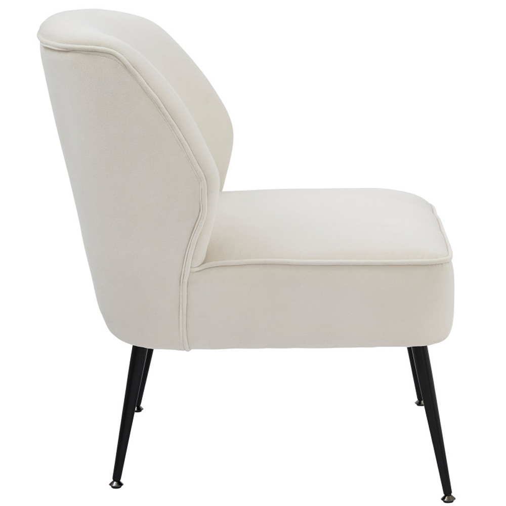 Auckland Velvet Accent Chair With Black Legs - Natural