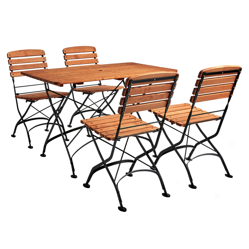 Auckland Wooden Bistro Table with 4 Chairs in Brown