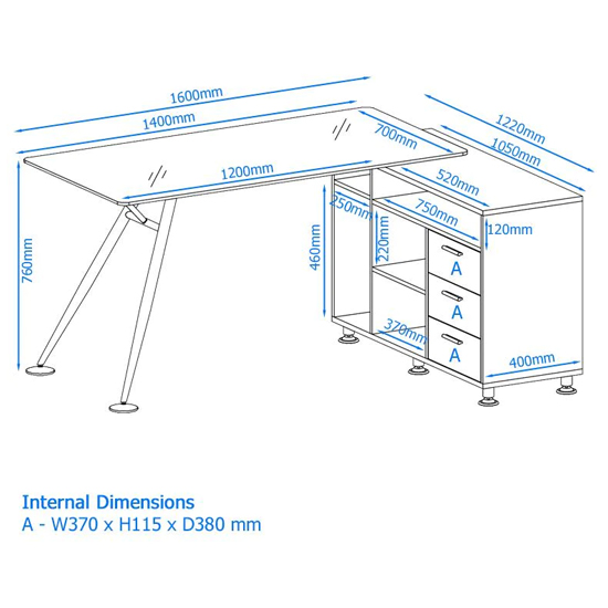 August Clear Glass Top Laptop Desk With Storage In White_4