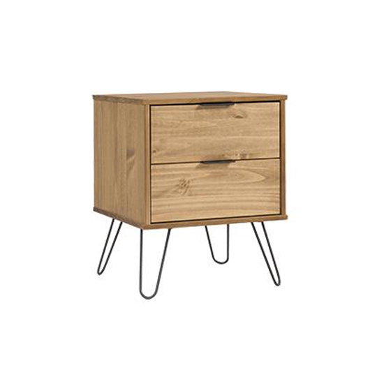 Read more about Avoch wooden bedside cabinet in waxed pine with 2 drawers