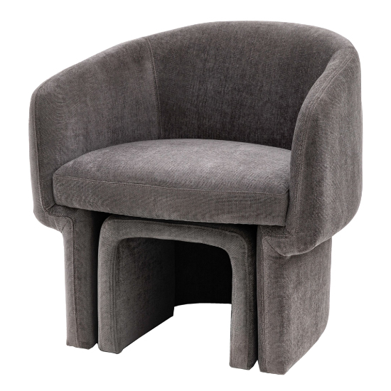 Augusta Fabric Armchair With Foot Stool In Anthracite