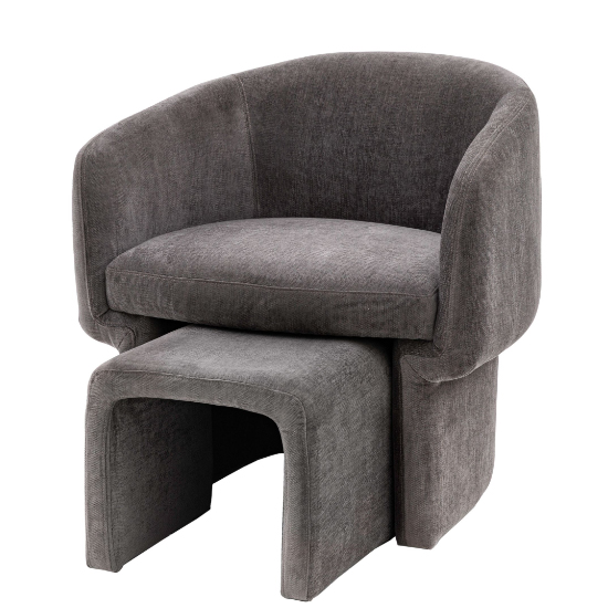 Augusta Fabric Armchair With Foot Stool In Anthracite